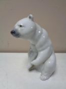 A Lladro figure of a polar bear.