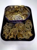 A tray of horse brasses