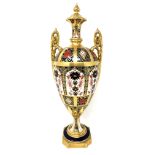 A Royal Crown Derby Imari twin handled lidded vase, height 30cm.
