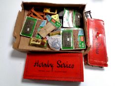 A box of Hornby tin plated track,