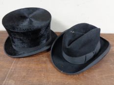 A silk top hat retailed by Christy's of London together with a further gent's hat