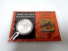 A Royal Australian Mint 1995 silver kangaroo $1 coin