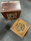 Two early 20th century oak cased speakers (as found)