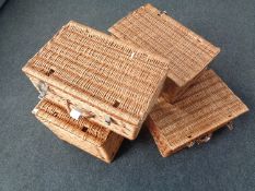 Five wicker baskets