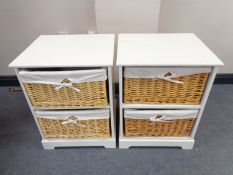 A pair of contemporary wicker drawer drawer chests