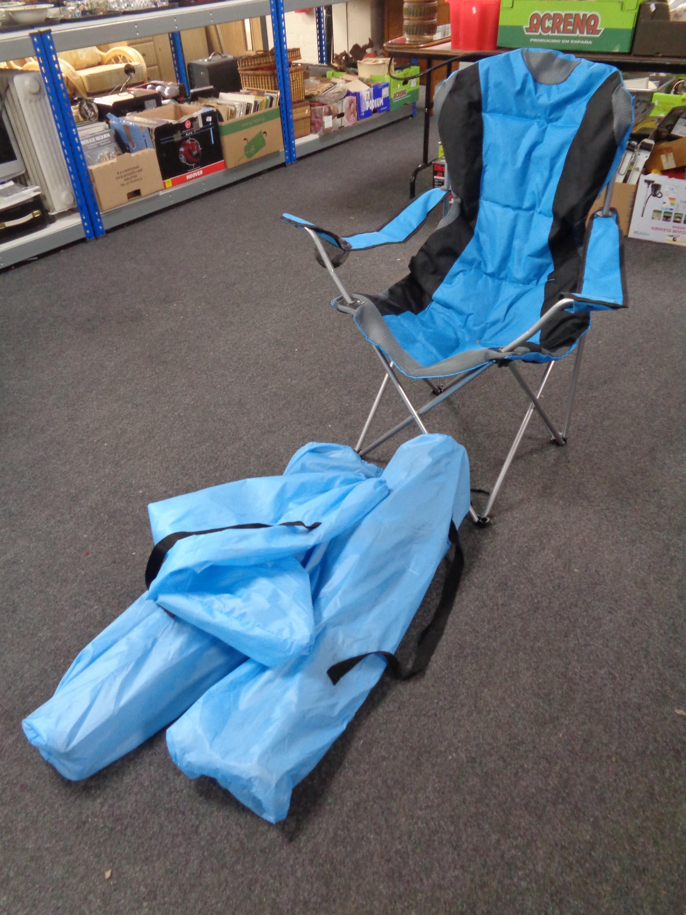 Three folding camping chairs