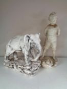 A chalk figure of an elephant together with a further figure of a boy