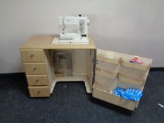 A Benina matic 801 electronic sewing machine in cabinet