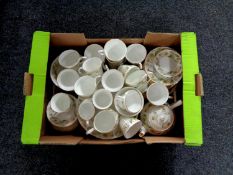 A box containing a large quantity of Duchess Green Sleeves tea china