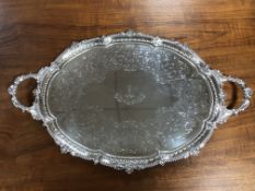 An impressive Victorian silver twin-handled tray, Charles Boyton II, London 1895,