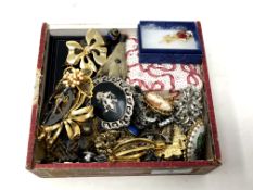 A box of a collection of costume jewellery,