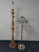 A Tiffany style standard lamp together with another standard lamp