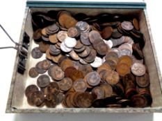 A box containing a large quantity of 19th and 20th century pre decimal one penny and half penny