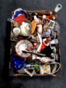 Two boxes containing a quantity of pottery and porcelain including Japanese export china,