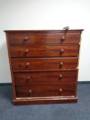 A Victorian mahogany six drawer chest