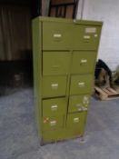 A ten drawer metal filing chest