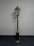 A contemporary brass standard lamp in the form of a street light, height 171cm.