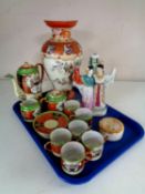 A tray containing Japanese export part coffee set,