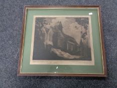 A French limited edition monochrome etching, Eglise à Nottingham, numbered 17 of 30,