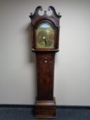 A 19th century oak eight day longcase clock with brass and painted dial signed Sheppard,