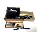 A collection of pens including Conway Stewart fountain pen with 14ct gold nib,