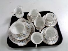 A tray containing 21 pieces of Royal Albert Brigadoon tea china
