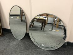 Two early 20th century frameless mirrors