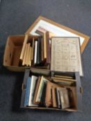Two boxes containing a large quantity of antiquarian pictures and prints,
