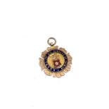 A 9ct gold and enamel medal, B.A.D.B.L 1st Div. Runners Up 1918-19.