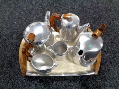 A Picquot ware tea and coffee service on tray (6)