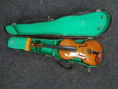 A 20th century violin and bow in hard case
