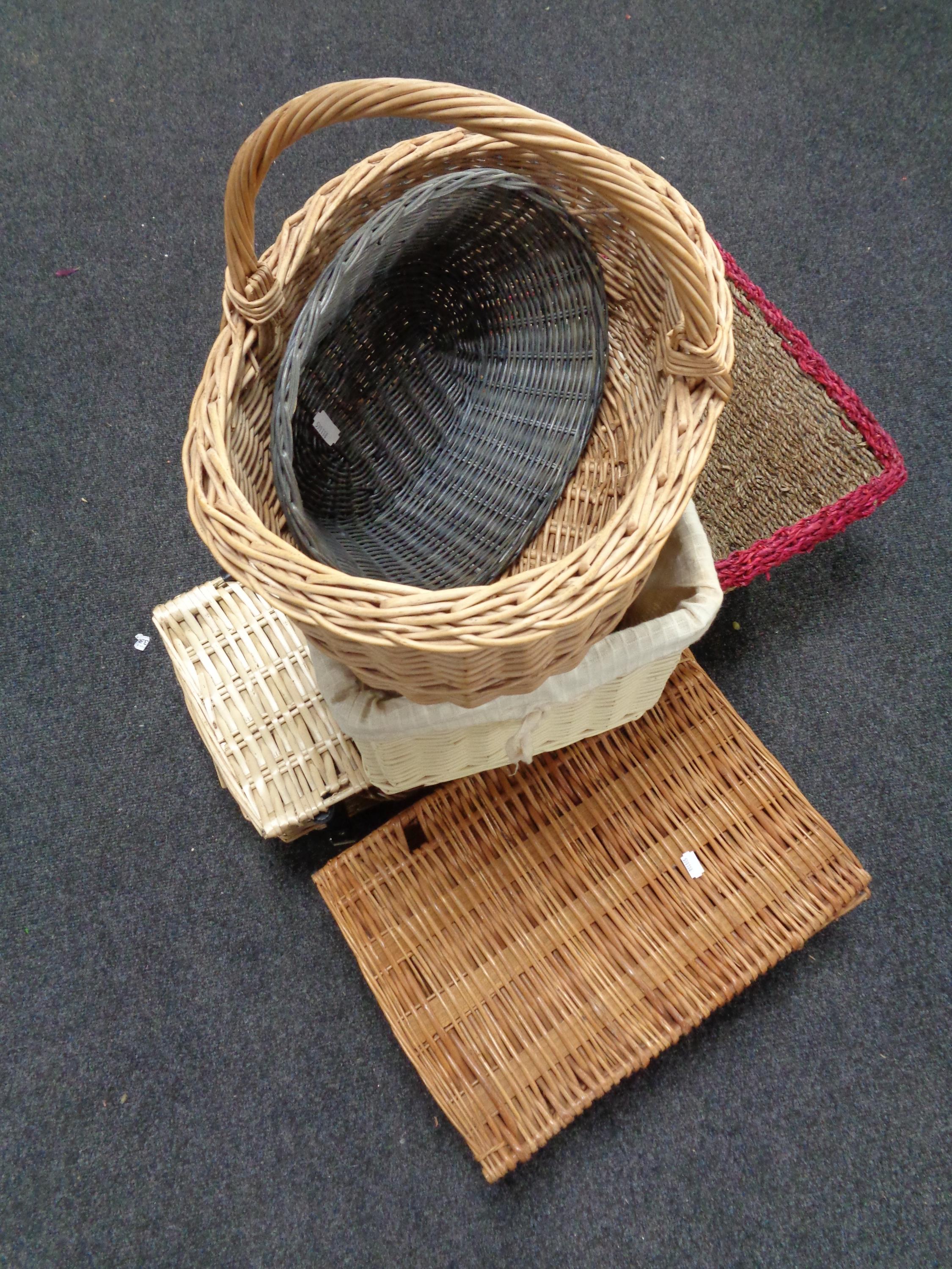 Six wicker baskets