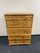 A pine six drawer chest