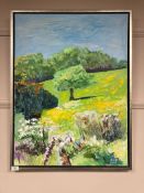 Kirsten Vano : A view across a field, oil on canvas,