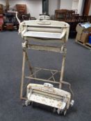 A vintage Acme mangle on stand together with a further mangle