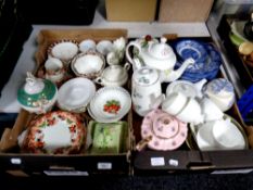 Two boxes of a quantity of miscellaneous china to include antique tea ware, teapots,