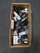 A box of a quantity of home telephones and bay stations