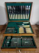 An Edwardian canteen of Robert Mosely Sheffield plated cutlery, double layered,