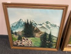 Continental school : An alpine landscape, oil on canvas,