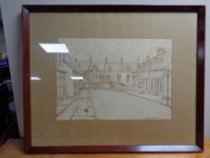 A 20th century Ken Watts watercolour, street scene, framed,