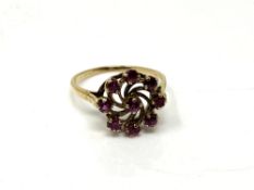 A 9ct gold fancy ruby ring,