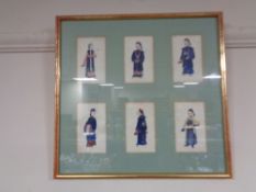 Late 19th century Chinese school : A set of six Gouache paintings on pith depicting figures in