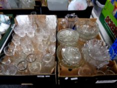 Two boxes of a large quantity of assorted glass ware to include drinking glasses,
