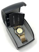 A gent's gold plated Christin Lars calendar wristwatch, boxed.