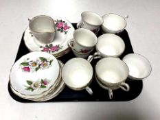 A tray of two part bone china tea services