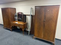 A three piece 20th century mahogany Queen Anne bedroom suite comprising of lady's and gent's