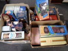 Three boxes containing a large quantity of porcelain dolls