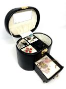 A jewellery box containing silver and costume jewellery