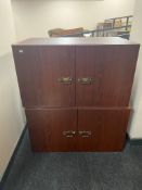 Two wardrobe top boxes in a mahogany finish