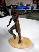 A metal figure, Art Deco dancer,